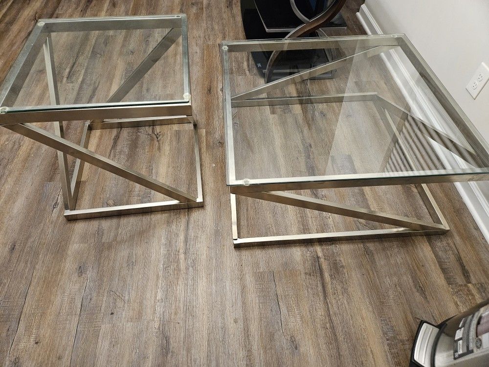 Brushed Nickel Coffee & End Table