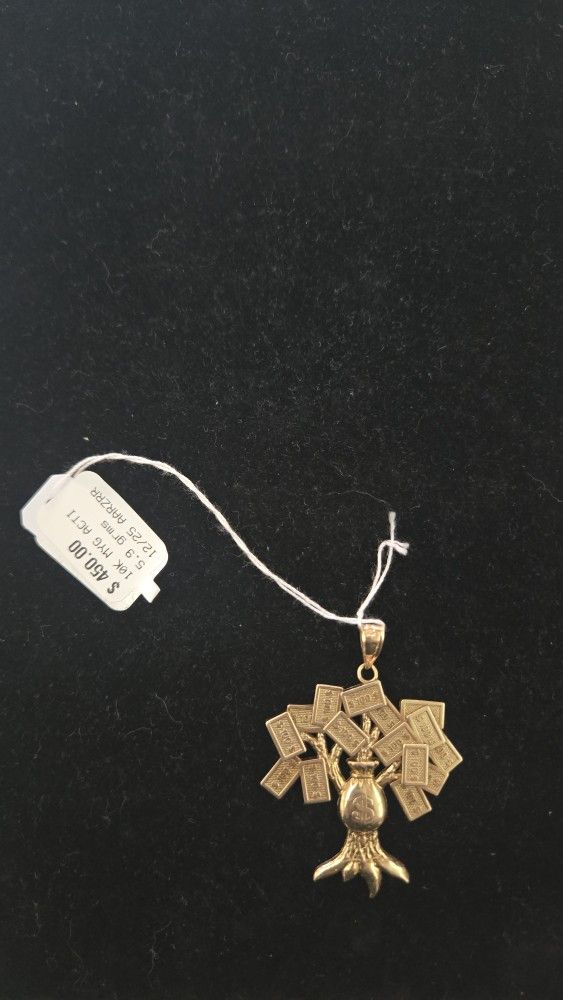 10k Money Tree Gold Pendant