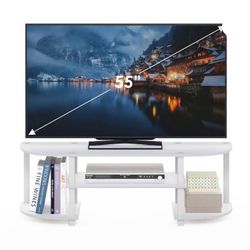 Turn-S-Tube Wide TV Stand – Modern Entertainment Center, White, New in Box