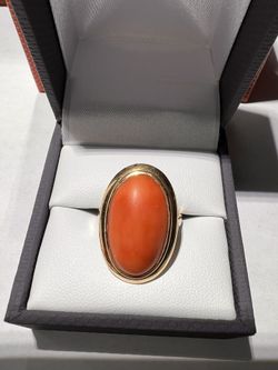 KORALLEN GOLD RING 14K GELBGOLD MATT GLANZEND 