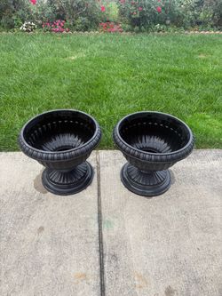 2 Plastic Urn Planters