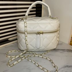 White Quilted Mini Crossbody Bag