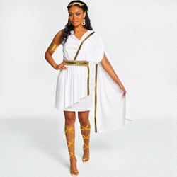 Women’s White Toga Costume Greek Goddess Roman Empress Robe Halloween X-Large