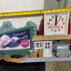 ADORNO DE PARED ANTIGUO CON RELOJ DE LA COCA COLA 