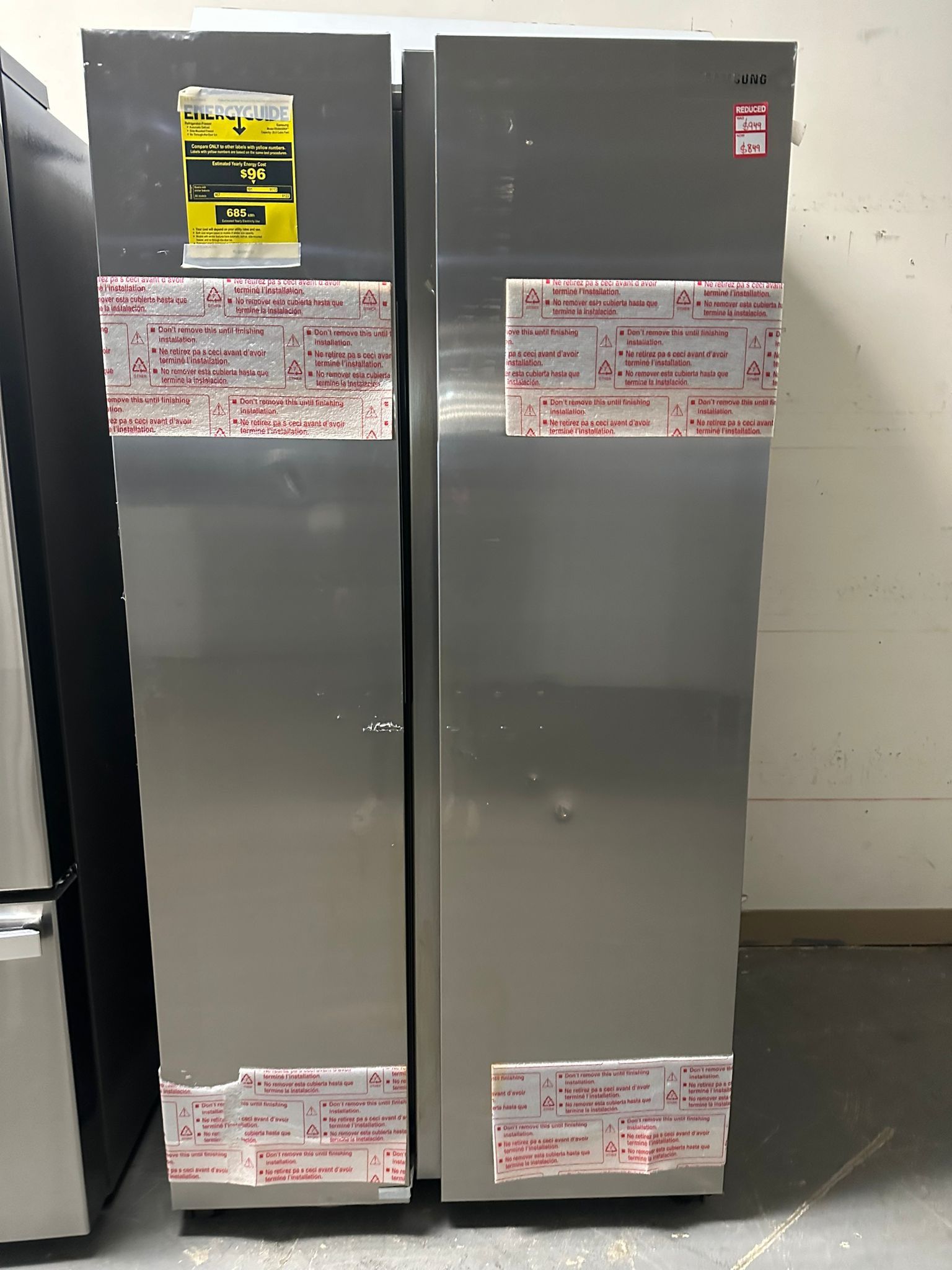 SAMSUNG NEW OPEN BOX 36” SIDE BY SIDE REFRIGERATOR WITH WARRANTY