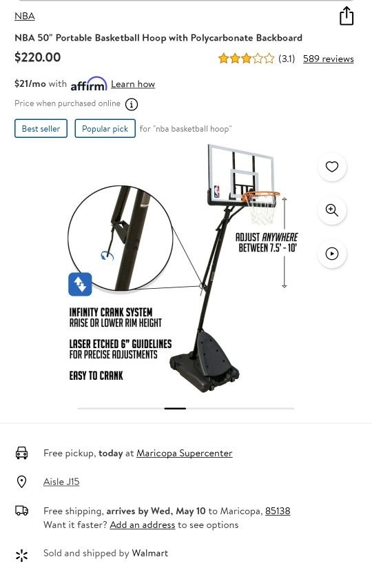 "50 Portable Basketball hoop