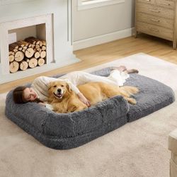 Dog Bed Foldable 2 in 1 Calming Size Giant Fits Pet Families.