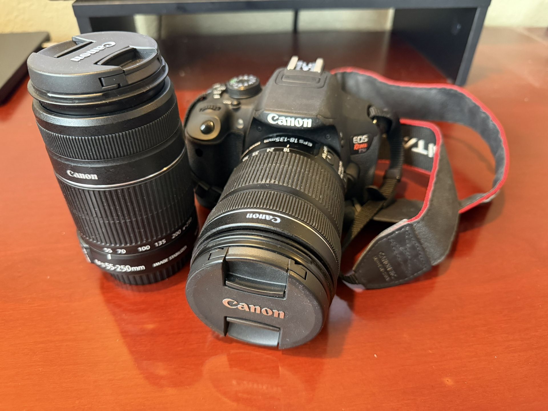 Canon Rebel T5i DSLR kit + 18-135 IS STM + 55-250 IS + 32GB