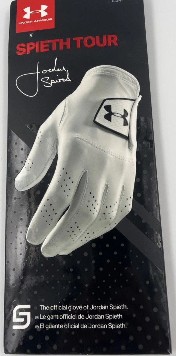 Brand New Under Armour Spieth Tour Golf Glove Left Hand White Black Men Sizes Medium,  M/L, XL
