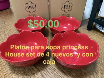 Platos para sopa set de 4 👉 princess house todo nuevo y con caja 📦
