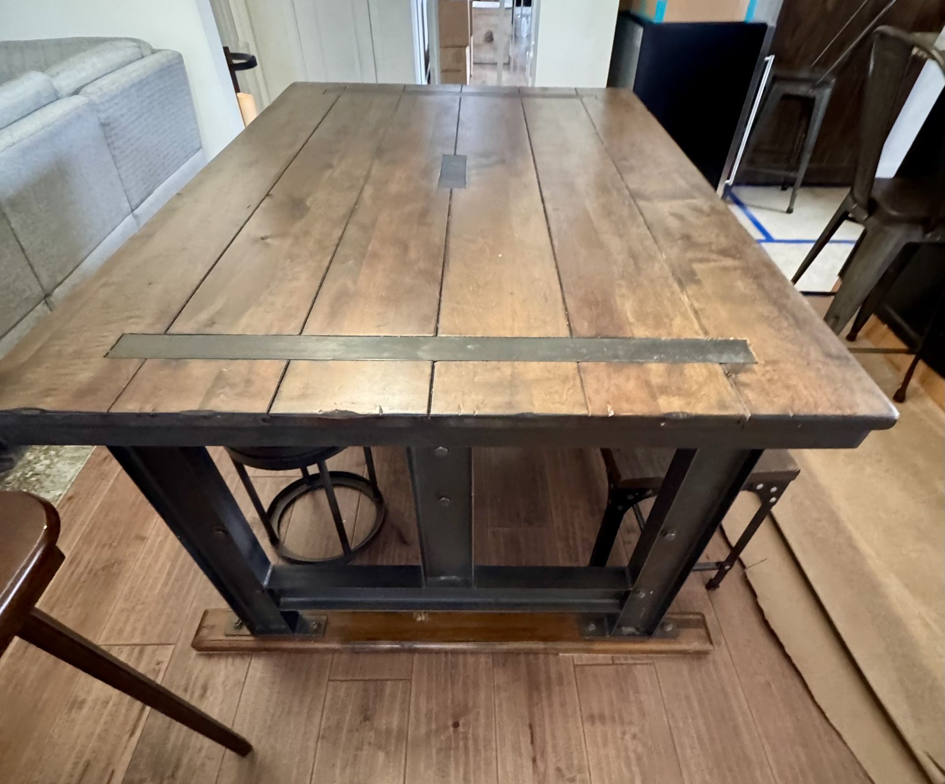 Wood and Metal Dining Table With Seating 