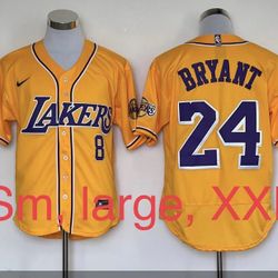 Small, Large, And XXL Kobe Bryant L.A Lakers Baseball Style Jersey!! Very Cool New Style! New NBA Jerseys Are In!! Tons Of Options!