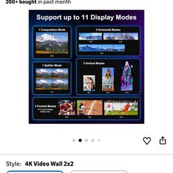 PORTTA HDMl Video Wall Controller 2x2 4K, Video Wall Processor with 11 Splicing Modes, RS232, 180° Rotate, Audio Extractor, 2x2,1x2,1x3,1x4,2x1,3x1x4x