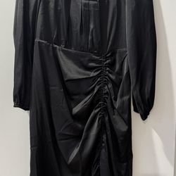 Side Tie Ruched Dress ByMM - Black Size Medium