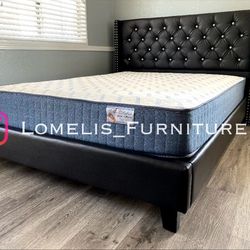 Full Expresso Crystal Button Bed W Ortho Mattress Included 