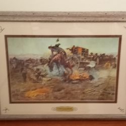 Western, Cowboy Art by Charles Russell Camp Cooks Troubles Framed Print 