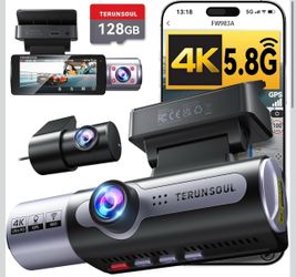 TERUNSOUl 4K Dash Cam Front & Rear Full HD 3 Channel 128GB SD Hardwire Kit New