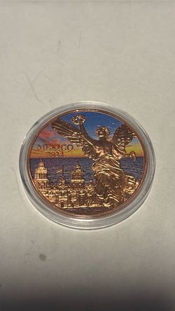 2024 1 Oz AVDP .999 Copper Libertad Sunset Mexico Flag Colorized Copper Round!
