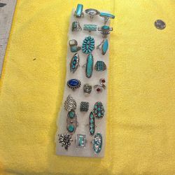 23 assortment of silver and turquoise rings very nice quality rings Various Prices Text Ring You Like To Me For Information On It