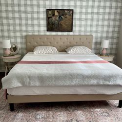 Upholstered King Bed Frame And Mattress 
