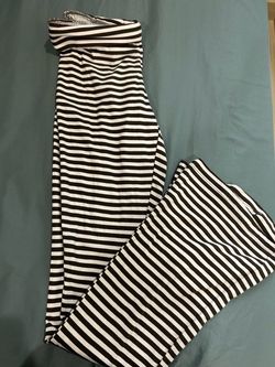 brown and pink flared striped leggings