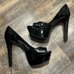 Jessica Simpson Women’s 8.5 Bede Black Patent Leather Platform Heels  