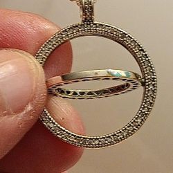 Pandora Authentic Brand New Sparkling Pave Logo 2 Sided Spinnable 18.5 Adjustable Pendant Necklace 