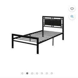 Twin Camas De Fierro Con Buen Colchon De 10”, Bamboo Top