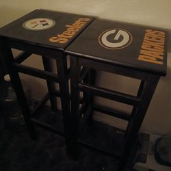 Packers & Steelers Wooden Stools