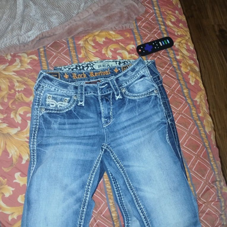 2 Pairs Of Rock Revival Jeans And1 Pair Of Real Denim Jeans