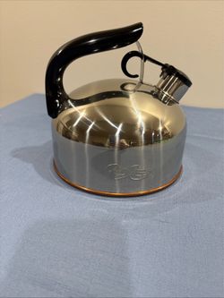 Vintage Revere Ware 1801 Whistling Teapot Kettle Copper Bottom 2qt Whistles