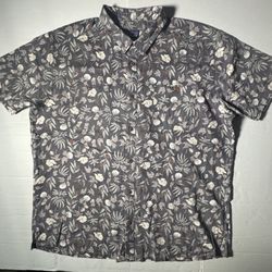 Pre Owned Good  Patagonia  Button Short Sleeve Shirt Floral Hawaiian  Gray Green Brown Men  Size 2XL