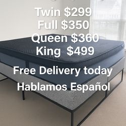 Queen Pillows Top With Free Box Spring - Same Day Delivery