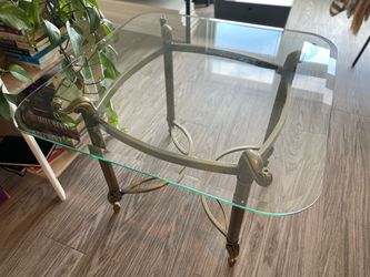 Glass top & brass table