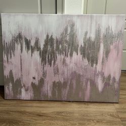 Pink/Silver Abstract Painting 