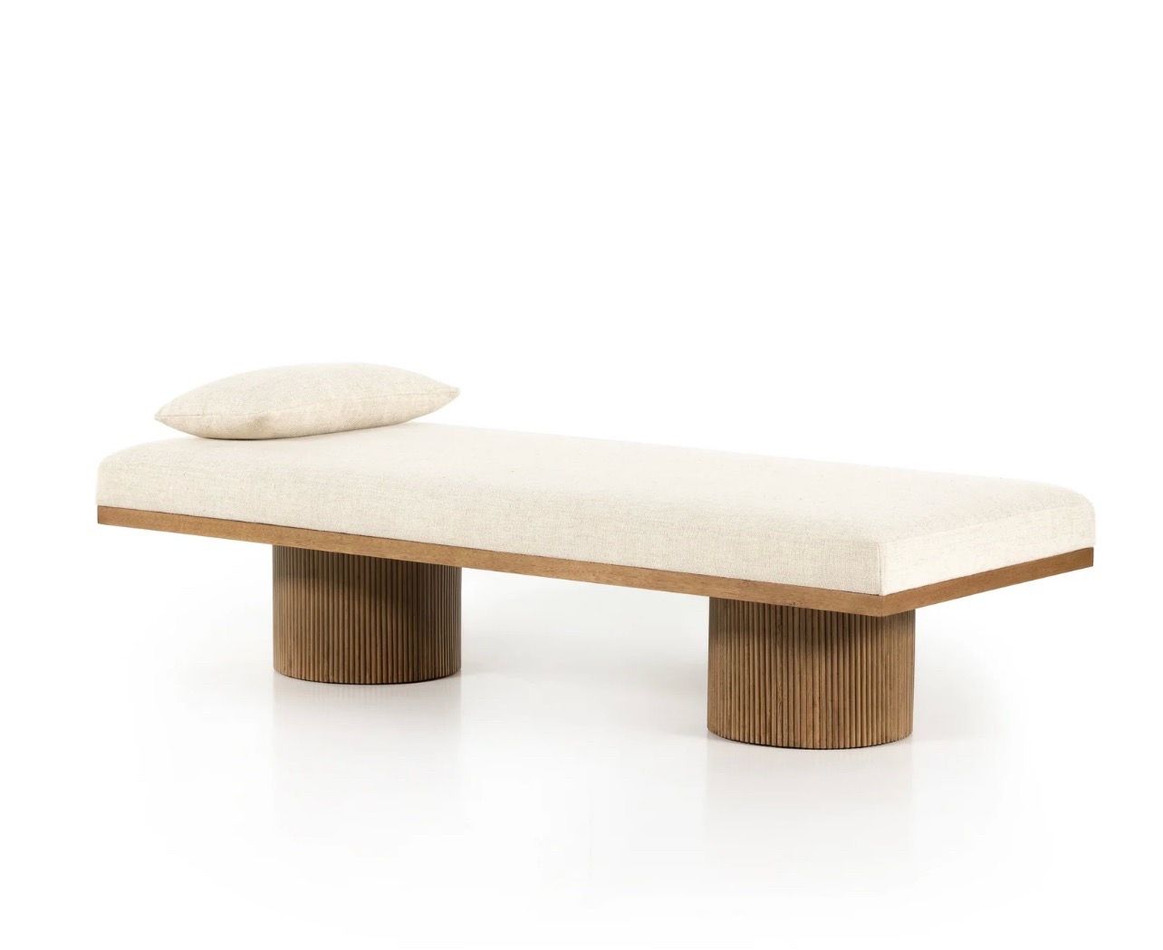 Four Hands Jakobi Chaise Lounge Bench – Thames Cream – Designer Upholstered Bench