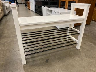 White Bench with Shoe Rack