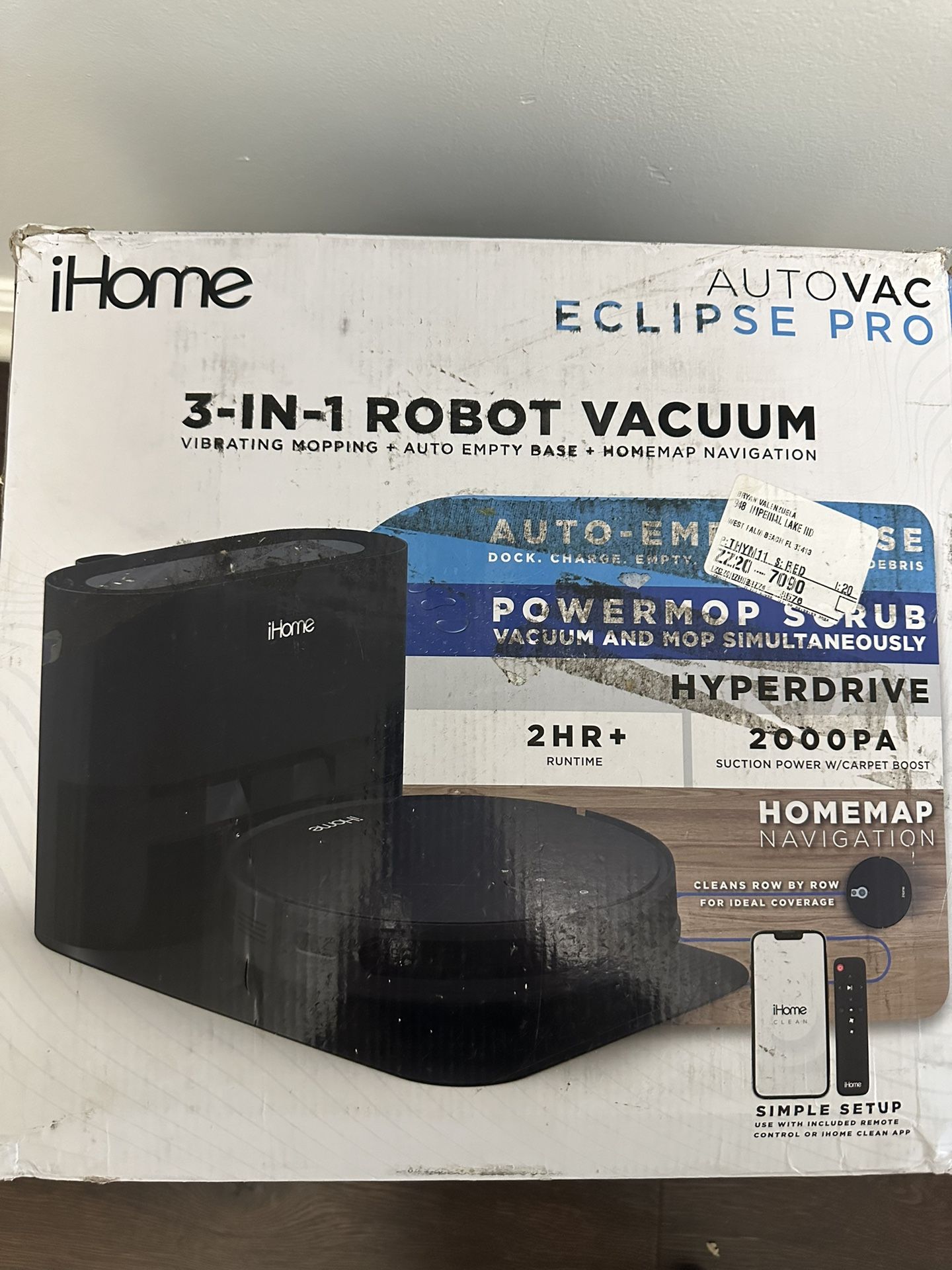 IHOME AUTOVAC ECLIPSE PRO VACUUM AND MOP WITH AUTO EMPTY BASE