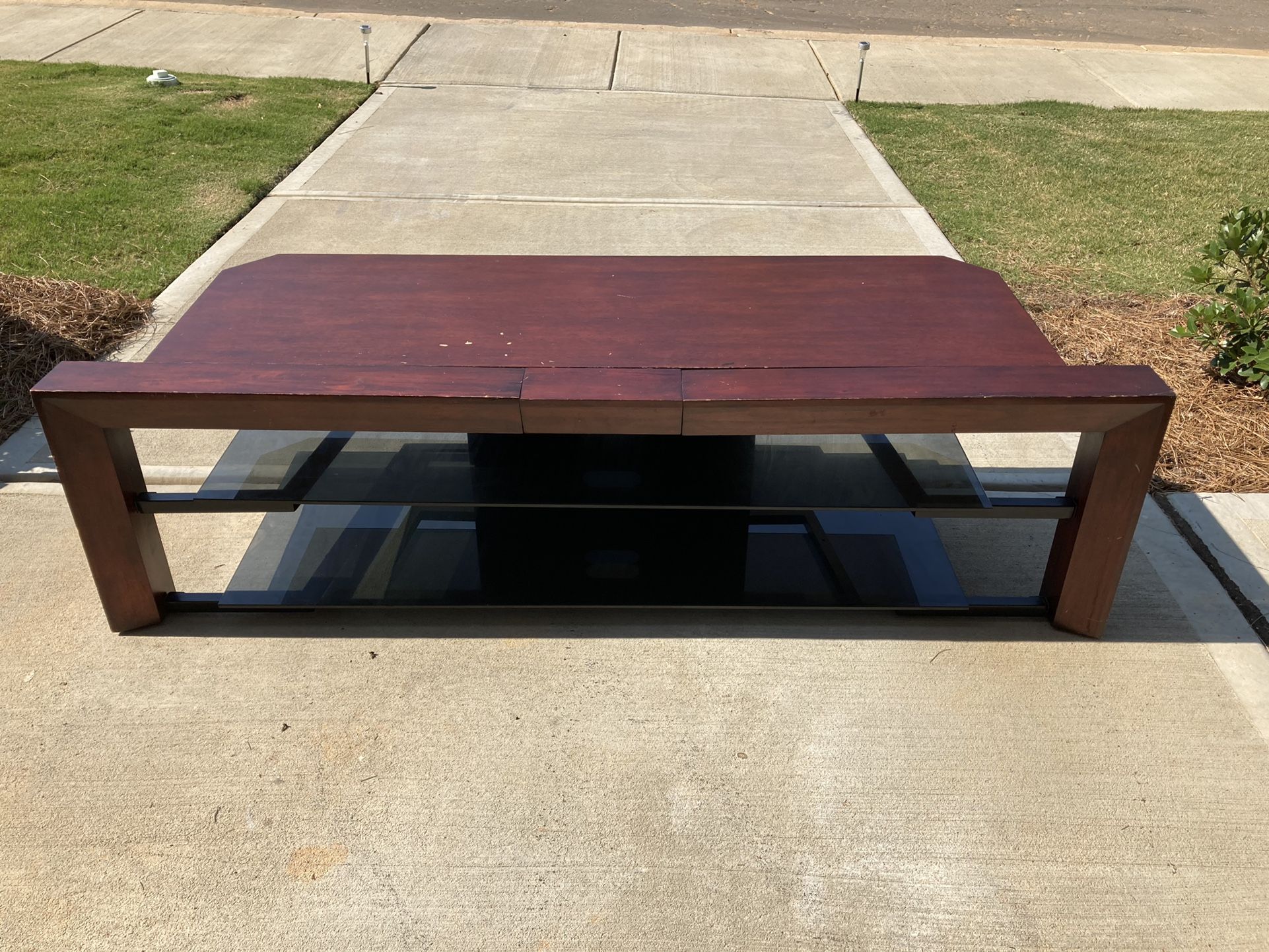 Tv Stand - Wooden + Glass Shelves - Moving Out Sale!!!