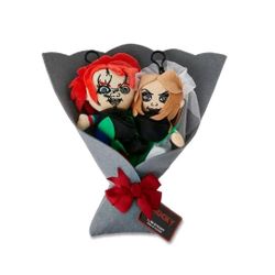 Chucky & Tiffany 14" Valentine's Plush Bouquet with Black Roses plushie