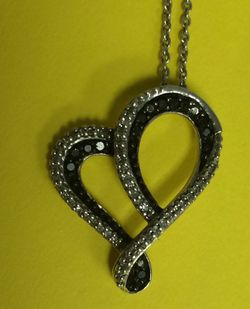 White Gold Black & Clear Diamond Necklace