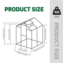 Newly marketed Gain height windproofaluminum greenhouse 6x4 FT Polycarbonate Greenhouse Raised Base and Anchor Aluminum Heavy Duty Walk-in Greenhouses
