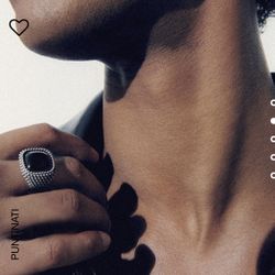 Nove25 Ring Studded Silver Black Onyx Crystal Unisex Size 9 Jewelry Valentine’s Day 