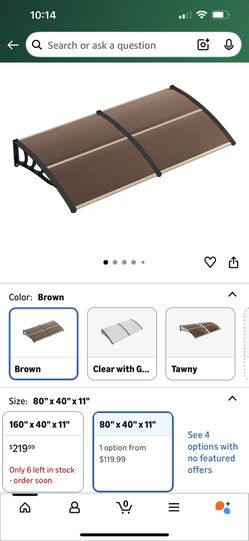 80" x 40" Window Awning with Rain Snow Sunlight UV Protection