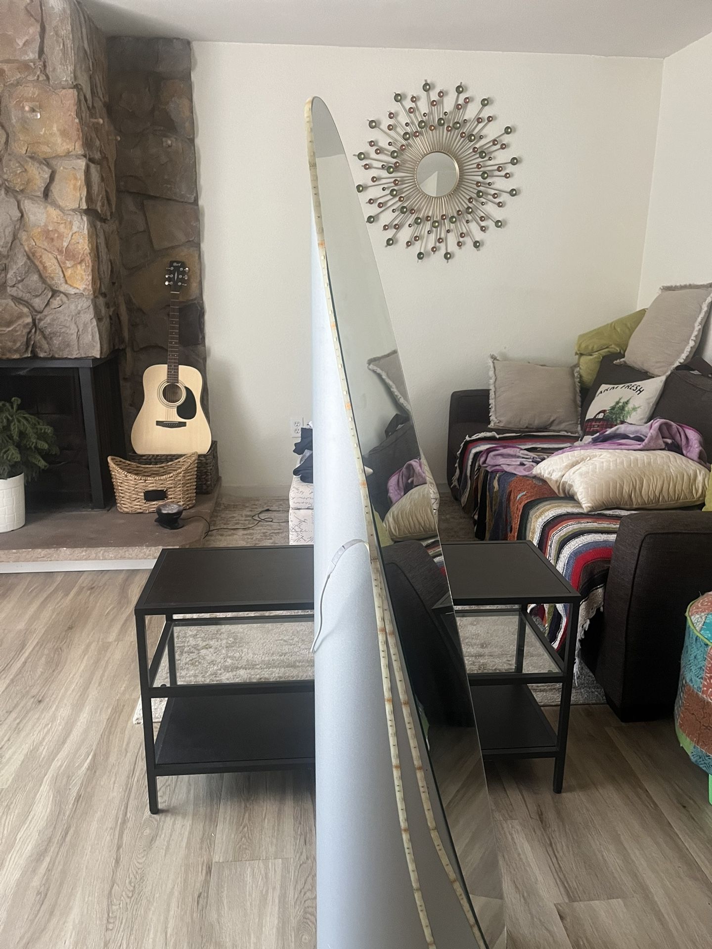 Mirror with LED lights attached