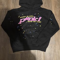 Sp5der Black Pink V2 Hoodie Size SMALL