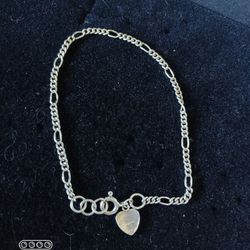 Vtg.sterling Silver " Heart Charm Bracelet