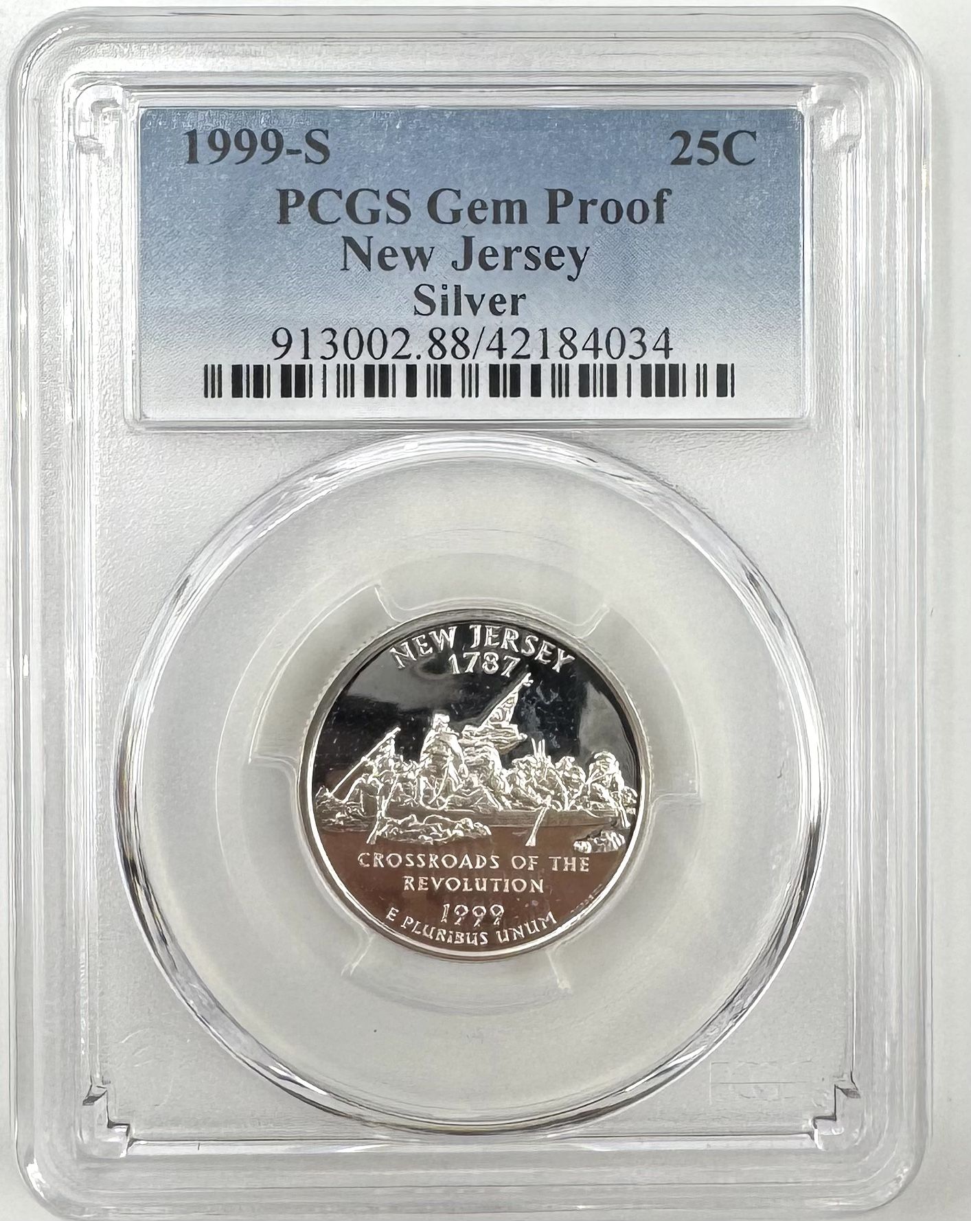 1999-S 25C PCGS Gem Proof New Jersey Silver 