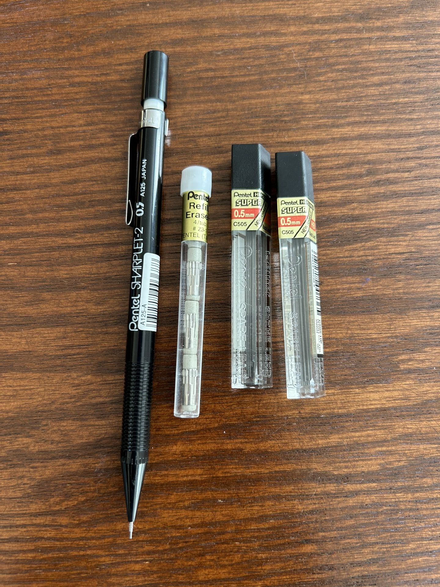 Vtg Pentel SHARPLET-2 0.5 Mm A 125 Mechanical Pencil Black,  H .05 Lead, Z3-1 4 Erasers Rare Japan