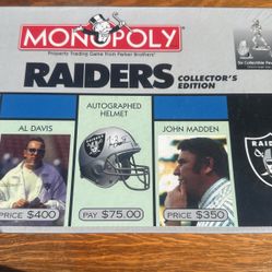 Raiders Collectors Edition Monopoly Board 